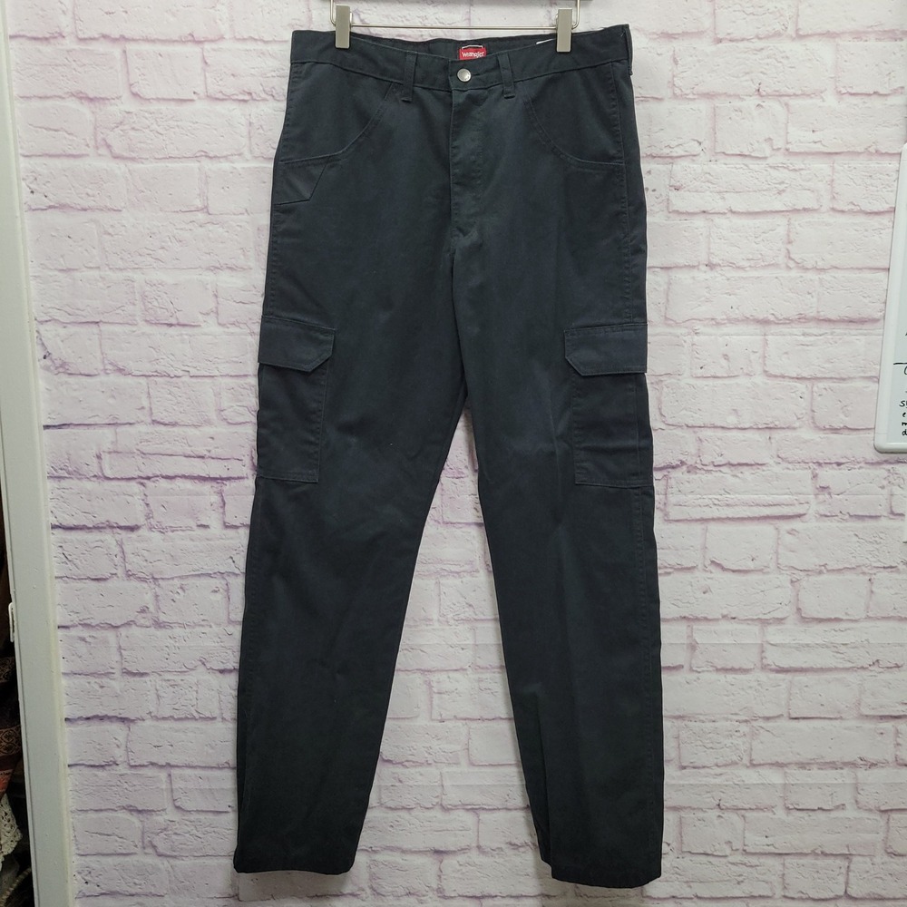 Wrangler Workwear Cargo Pants Mens 34x34 Black Utility Gorpcore Y2K Streetwear
